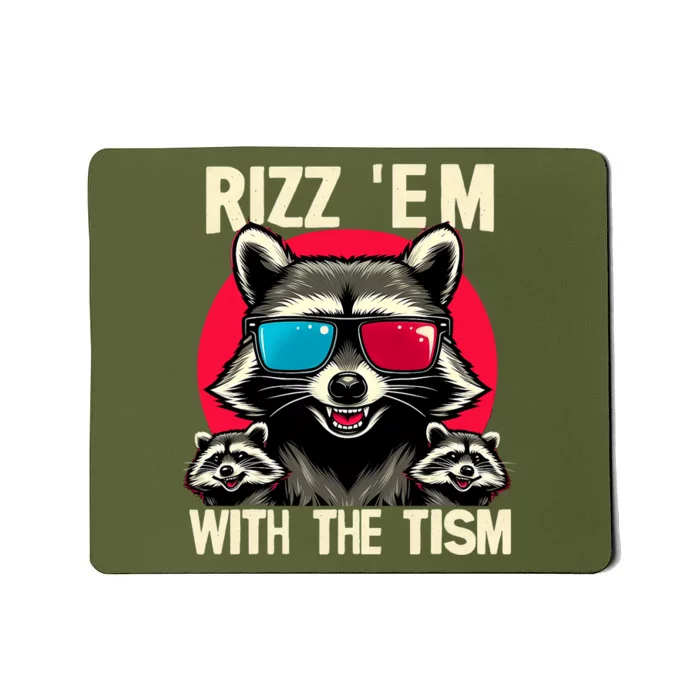 Rizz Em With The Tism Retro Vintage Raccoon Meme Mousepad