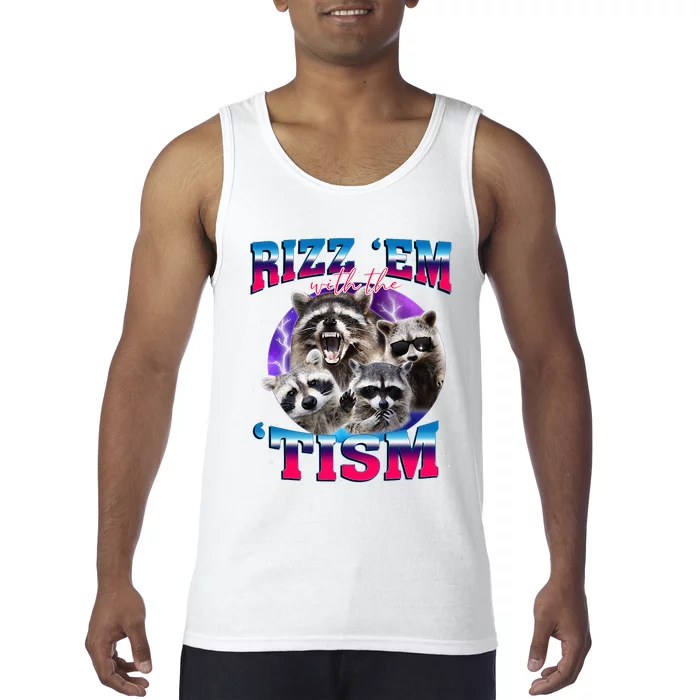 Rizz Em With The Tism Vintage Raccoon Tank Top