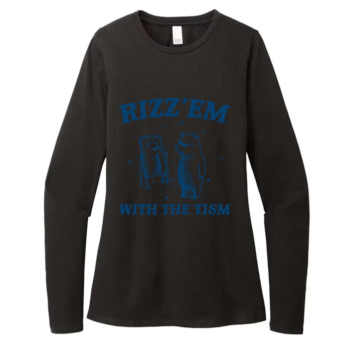 Rizz Em With The Tism Autism Bear Vintage Meme Humor Gift Womens CVC Long Sleeve Shirt