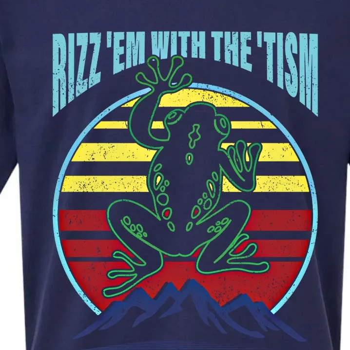 Rizz Em With The Tism Autism Funny Tism Rizz Autistic Frog Gift Sueded Cloud Jersey T-Shirt