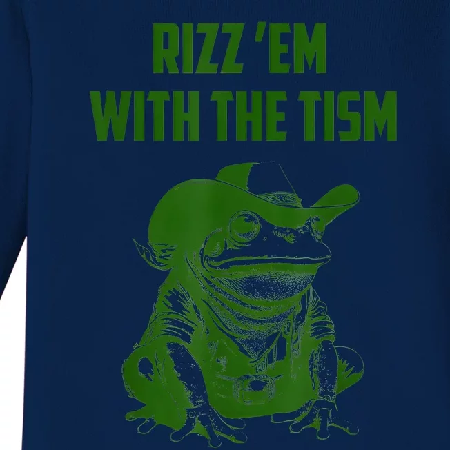 Rizz Em With The Tism Frog Baby Long Sleeve Bodysuit