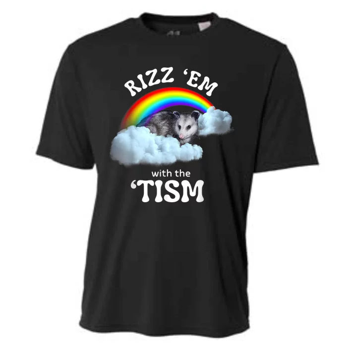 Rizz Em With The Tism Meme Autistic Opossum Autism Funny Cooling Performance Crew T-Shirt