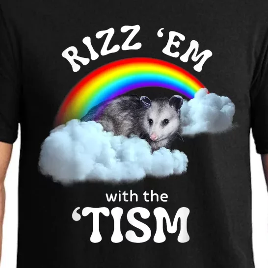 Rizz Em With The Tism Meme Autistic Opossum Autism Funny Pajama Set