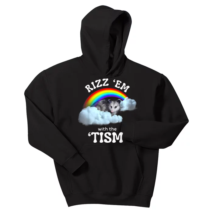 Rizz Em With The Tism Meme Autistic Opossum Autism Funny Kids Hoodie