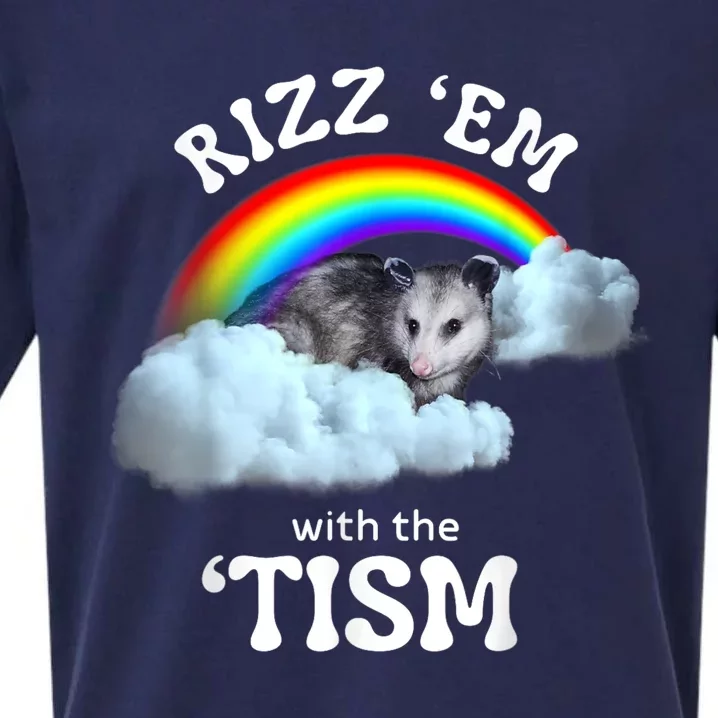 Rizz Em With The Tism Meme Autistic Opossum Autism Funny Sueded Cloud Jersey T-Shirt