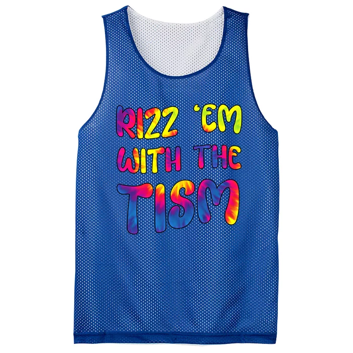 Rizz Em With The Tism Funny Autism Meme Autistic Gift Mesh Reversible Basketball Jersey Tank