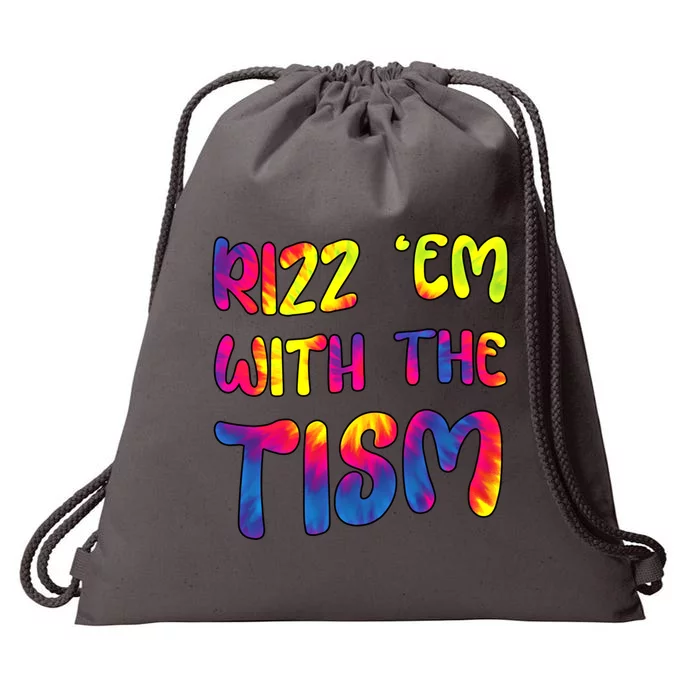 Rizz Em With The Tism Funny Autism Meme Autistic Gift Drawstring Bag