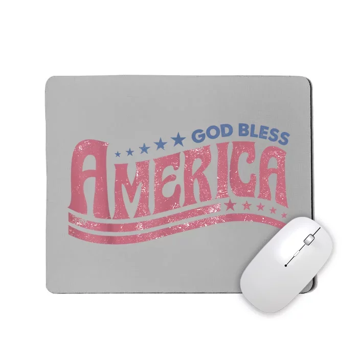 Retro Funny 4th Of July God Bless America Independence Day Mousepad