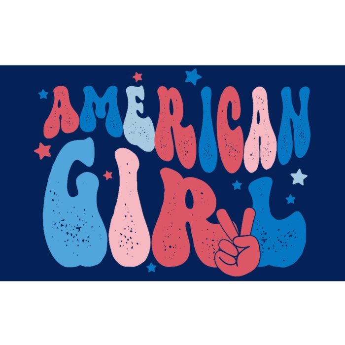 Retro Fourth 4th Of July Patriotic Groovy All American Girl Bumper Sticker