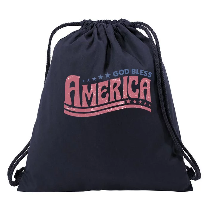 Retro Funny 4th Of July God Bless America Independence Day Drawstring Bag