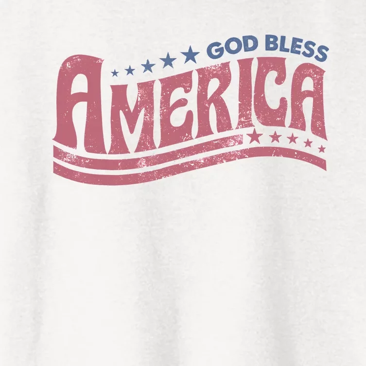 Retro Funny 4th Of July God Bless America Independence Day Women's Crop Top Tee