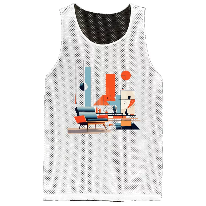 Retro Furnishings Abstract Furniture Mid Century Modern Mesh Reversible Basketball Jersey Tank