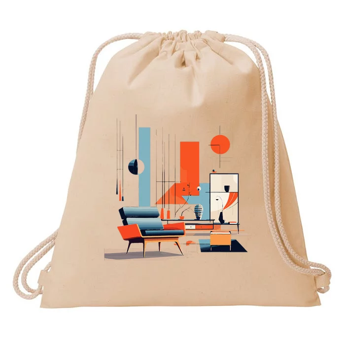 Retro Furnishings Abstract Furniture Mid Century Modern Drawstring Bag