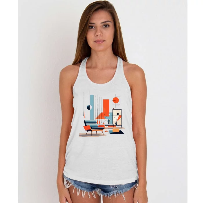 Retro Furnishings Abstract Furniture Mid Century Modern Women's Knotted Racerback Tank