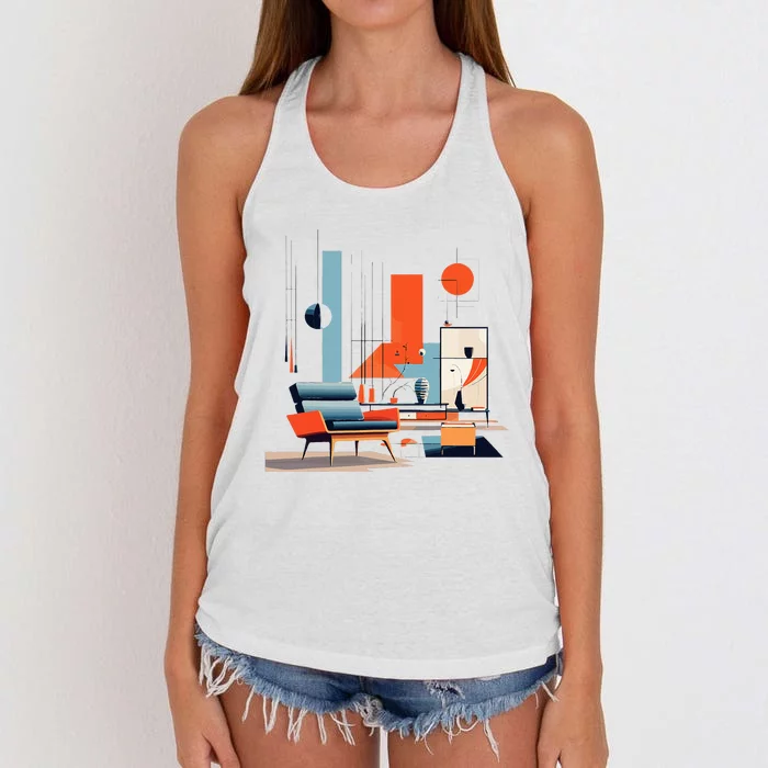 Retro Furnishings Abstract Furniture Mid Century Modern Women's Knotted Racerback Tank