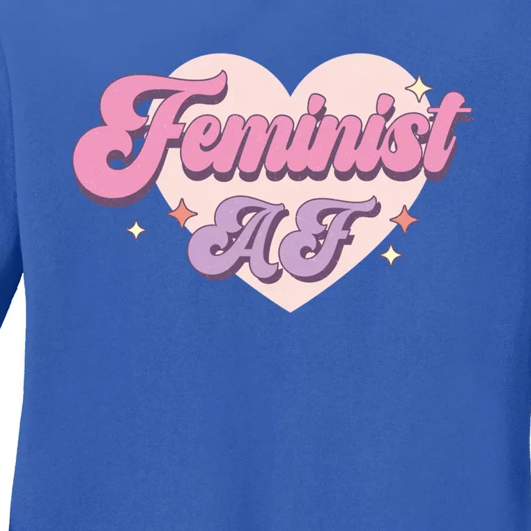 Retro Feminist Af Power Feminist Slogan Gift Ladies Long Sleeve Shirt