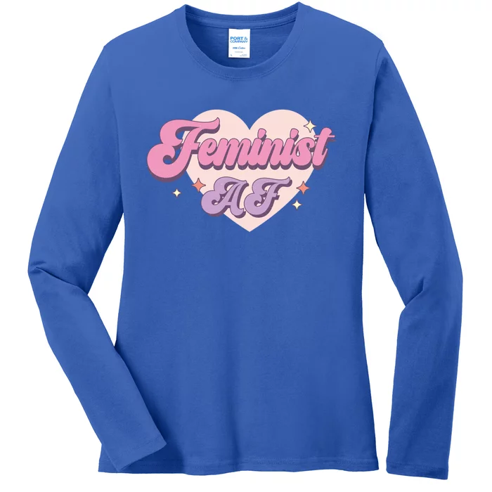 Retro Feminist Af Power Feminist Slogan Gift Ladies Long Sleeve Shirt