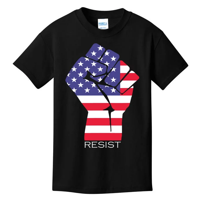 Resist Fist American Flag Activism Rise Up Kids T-Shirt