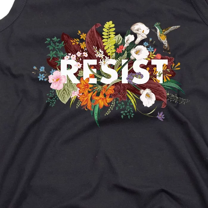 Resist Floral Anti Trump Political Protest Tank Top