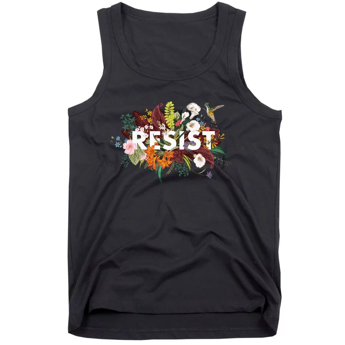 Resist Floral Anti Trump Political Protest Tank Top