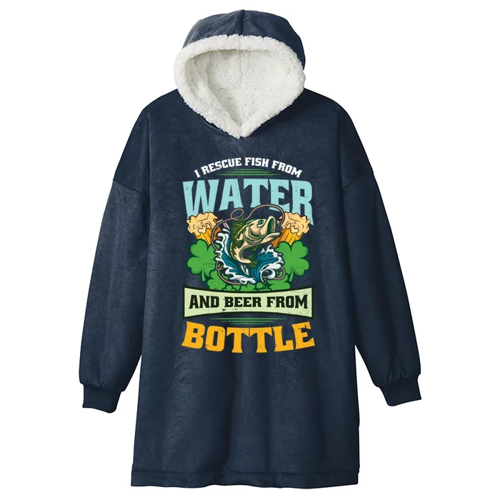 Rescue Fish And Beer Design St Patricks Fishing Great Gift Hooded Wearable Blanket