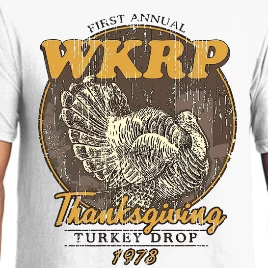 Retro First Annual Wkrp Thanksgiving Turkey Drop Pajama Set