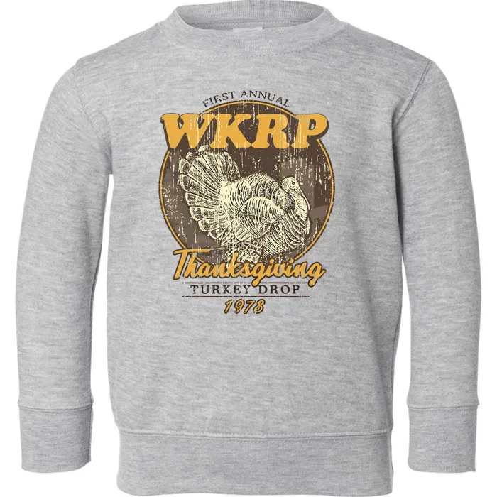 Retro First Annual Wkrp Thanksgiving Turkey Drop Toddler Sweatshirt