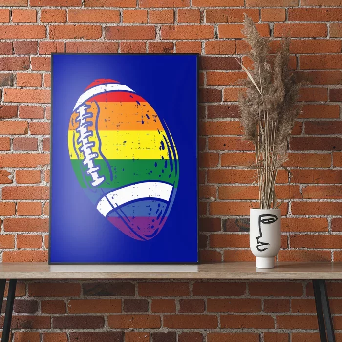 Rainbow Flag American Football Lgbt Pride Month Gay Ally Gift Poster