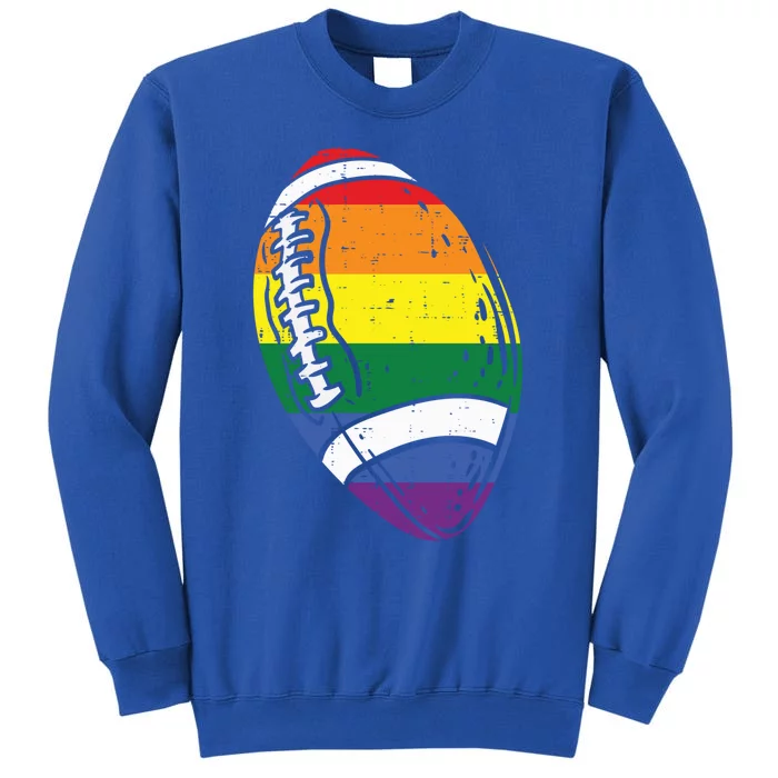 Rainbow Flag American Football Lgbt Pride Month Gay Ally Gift Tall Sweatshirt