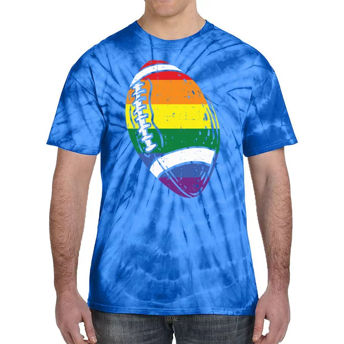 Rainbow Flag American Football Lgbt Pride Month Gay Ally Gift Tie-Dye T-Shirt