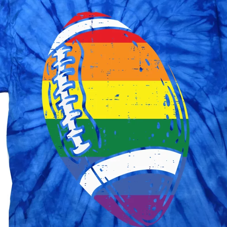 Rainbow Flag American Football Lgbt Pride Month Gay Ally Gift Tie-Dye T-Shirt