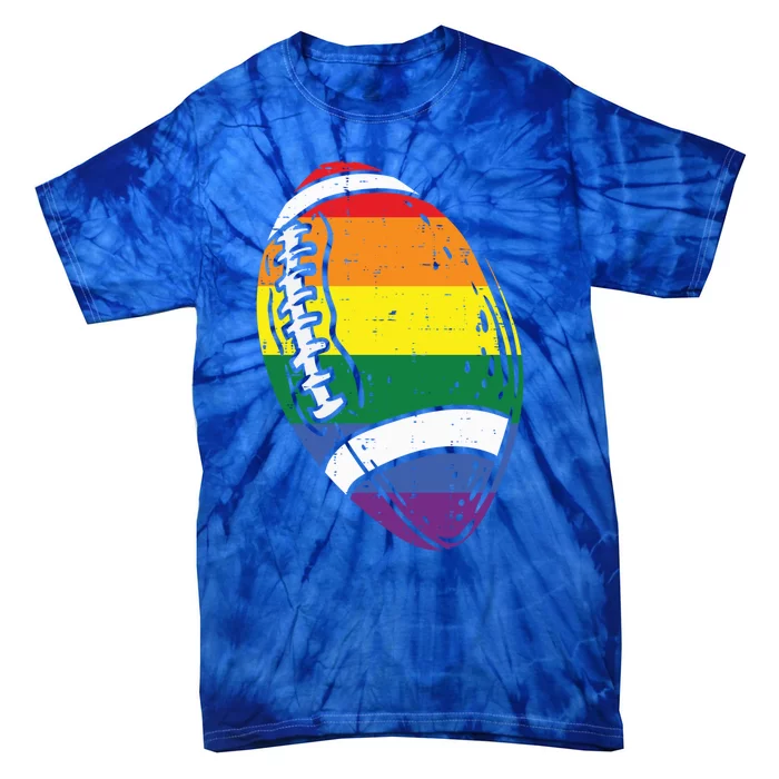 Rainbow Flag American Football Lgbt Pride Month Gay Ally Gift Tie-Dye T-Shirt