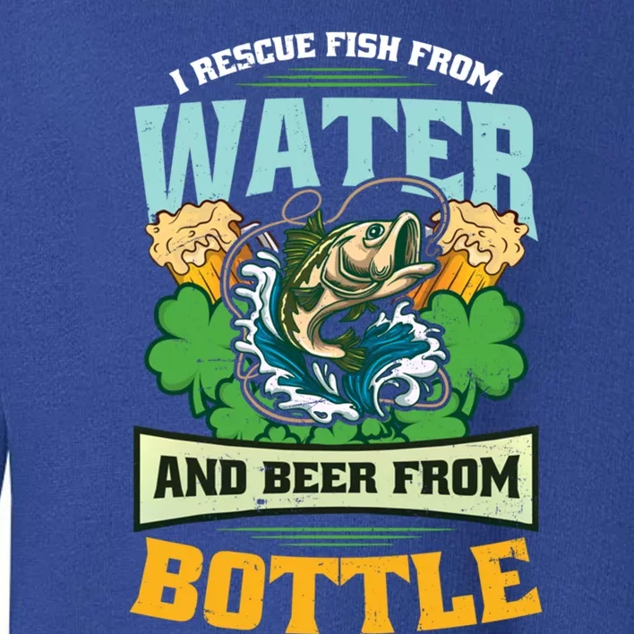 Rescue Fish And Beer Design St Patricks Fishing Great Gift Toddler Sweatshirt