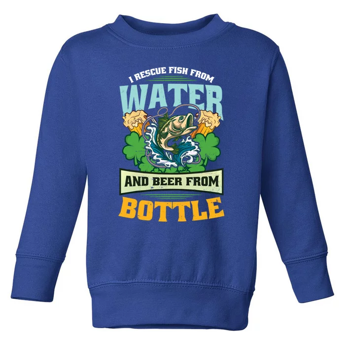 Rescue Fish And Beer Design St Patricks Fishing Great Gift Toddler Sweatshirt