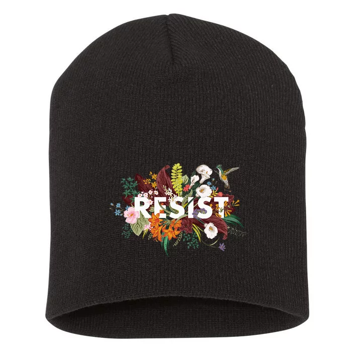 Resist Floral Anti Trump Political Protest Short Acrylic Beanie