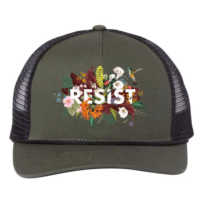 Resist Floral Anti Trump Political Protest Retro Rope Trucker Hat Cap