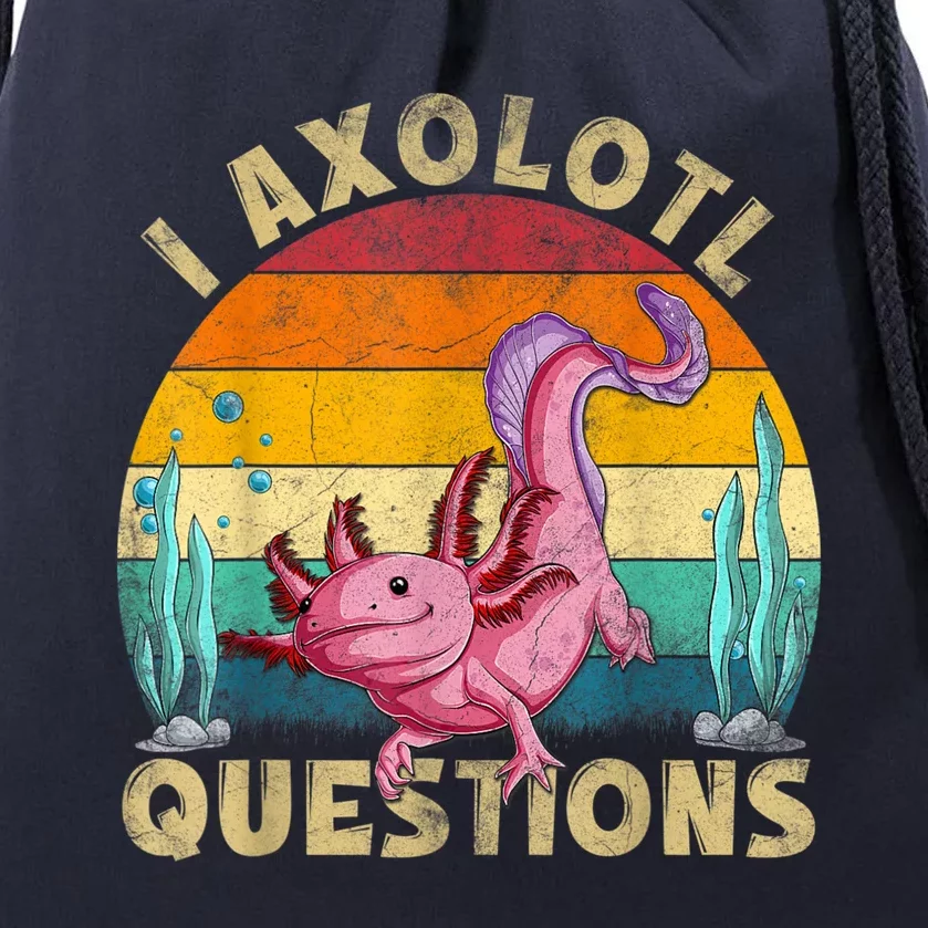 Retro Funny Axolotl I Axolotl Questions Cute Axolotl Drawstring Bag