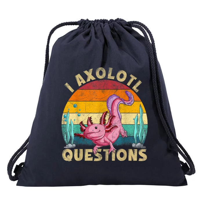 Retro Funny Axolotl I Axolotl Questions Cute Axolotl Drawstring Bag