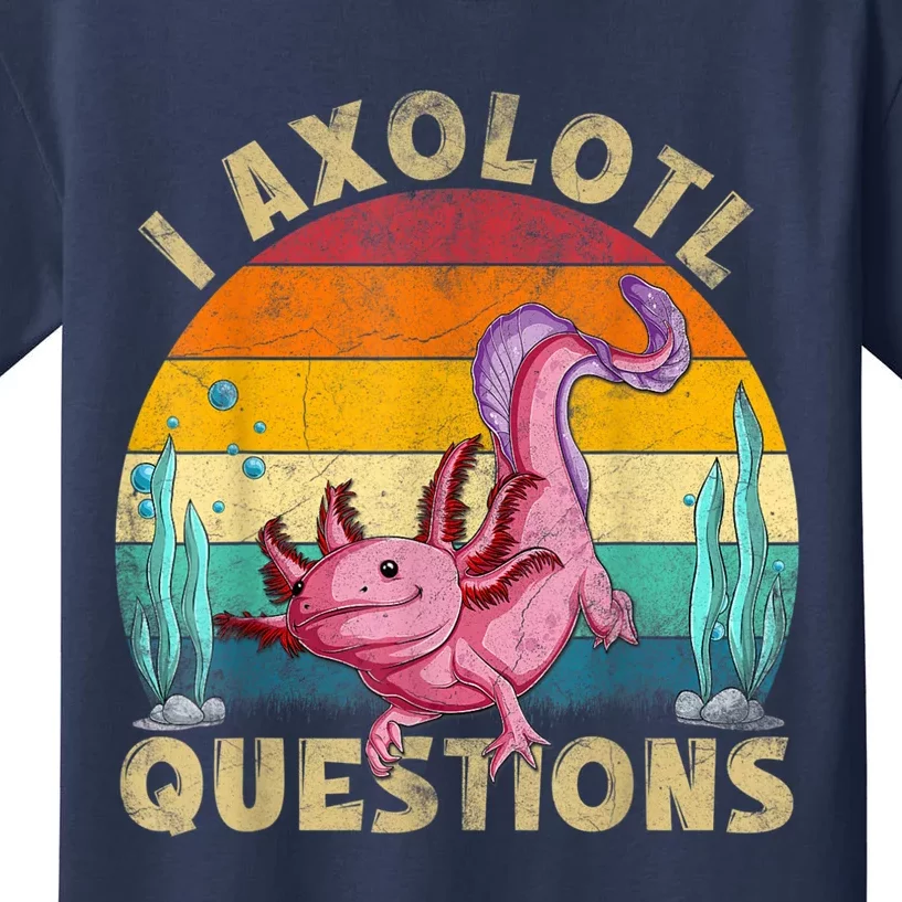 Retro Funny Axolotl I Axolotl Questions Cute Axolotl Kids T-Shirt