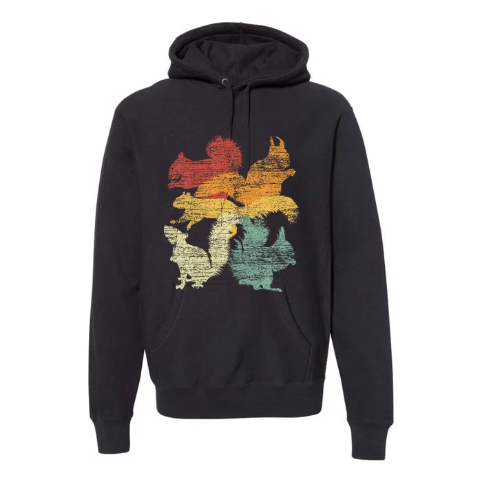 Retro Forest Animal Lover Gift Idea Squirrel Premium Hoodie