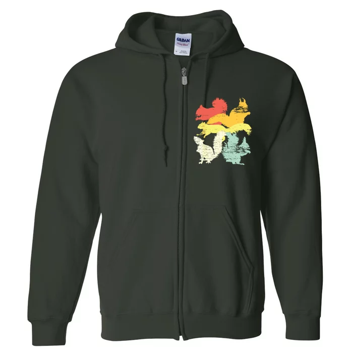 Retro Forest Animal Lover Gift Idea Squirrel Full Zip Hoodie