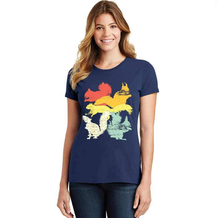 Retro Forest Animal Lover Gift Idea Squirrel Women's T-Shirt