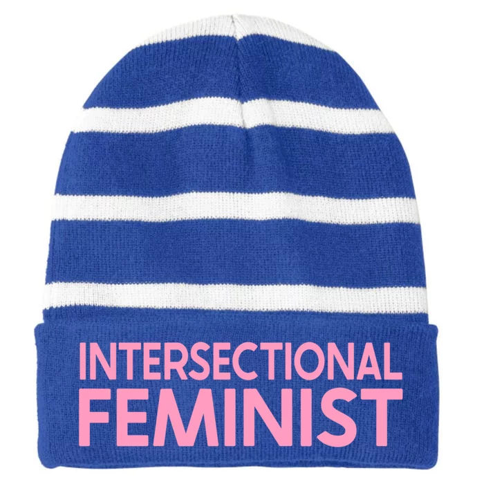 Radical Feminist Af Intersectional Feminism Power Great Gift Striped Beanie with Solid Band