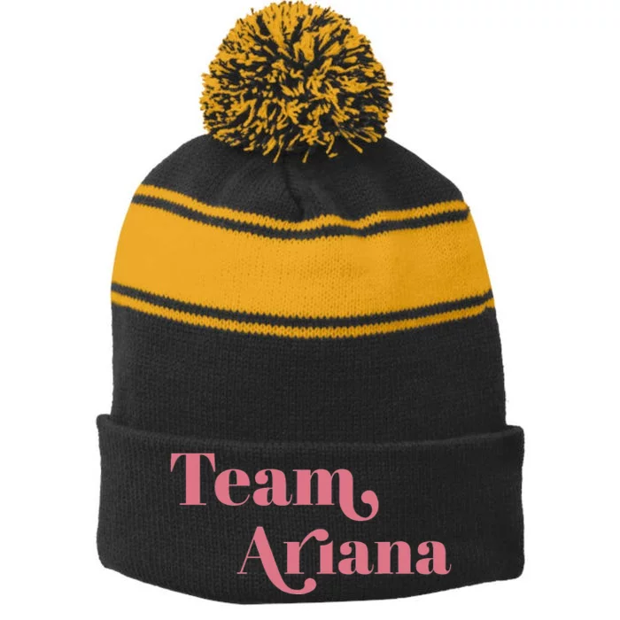 Retro for Ariana, Show Support Be On Team Ariana Stripe Pom Pom Beanie