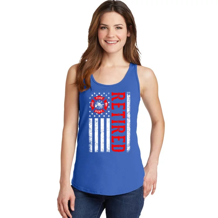 Retired Firefighter American Flag Funny Retiret Fire Cute Gift Ladies Essential Tank