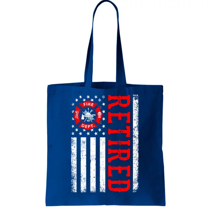 Retired Firefighter American Flag Funny Retiret Fire Cute Gift Tote Bag