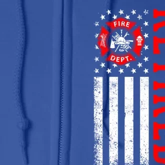 Retired Firefighter American Flag Funny Retiret Fire Cute Gift Full Zip Hoodie