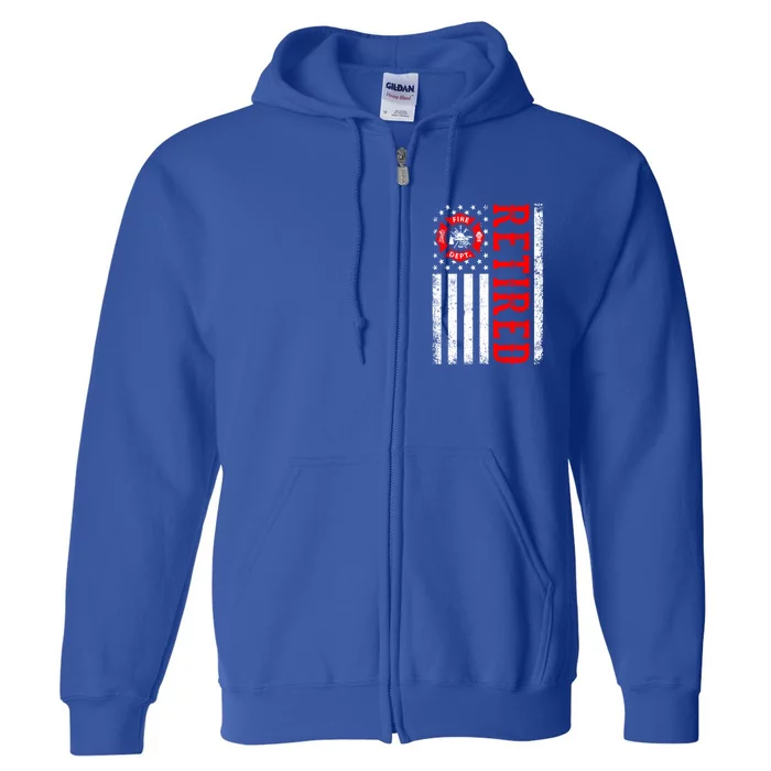 Retired Firefighter American Flag Funny Retiret Fire Cute Gift Full Zip Hoodie