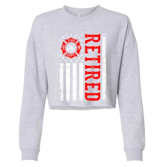 Retired Firefighter American Flag Funny Retiret Fire Cute Gift Cropped Pullover Crew