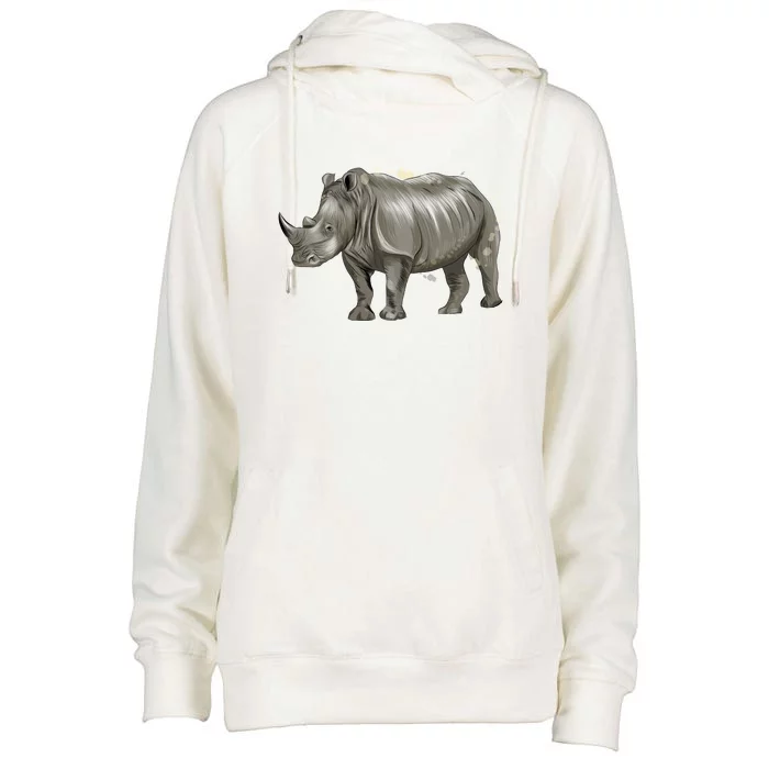 Rhinoceros From A Splash Womens Funnel Neck Pullover Hood